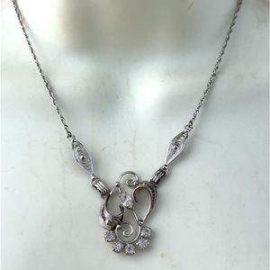 Vintage Antique? Sterling silver Am Lee rhhinestone necklace